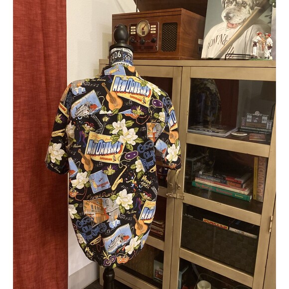 David Carey Original Men's L Hawaiian Print Bowling Shirt "Good Old New Orleans - Picture 3 of 5